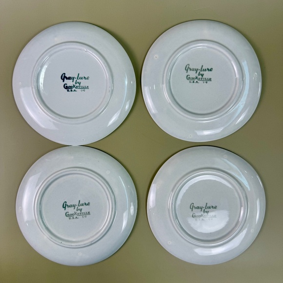 Vintage Gray-Lure by Crooksville 6" Hibiscus Plates – Set of 4 | Mid-Century - Picture 8 of 9
